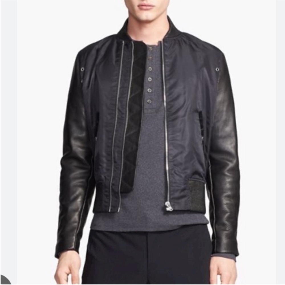 THE KOOPLES Double Zip Leather Arm Bomber Jacket Size Medium